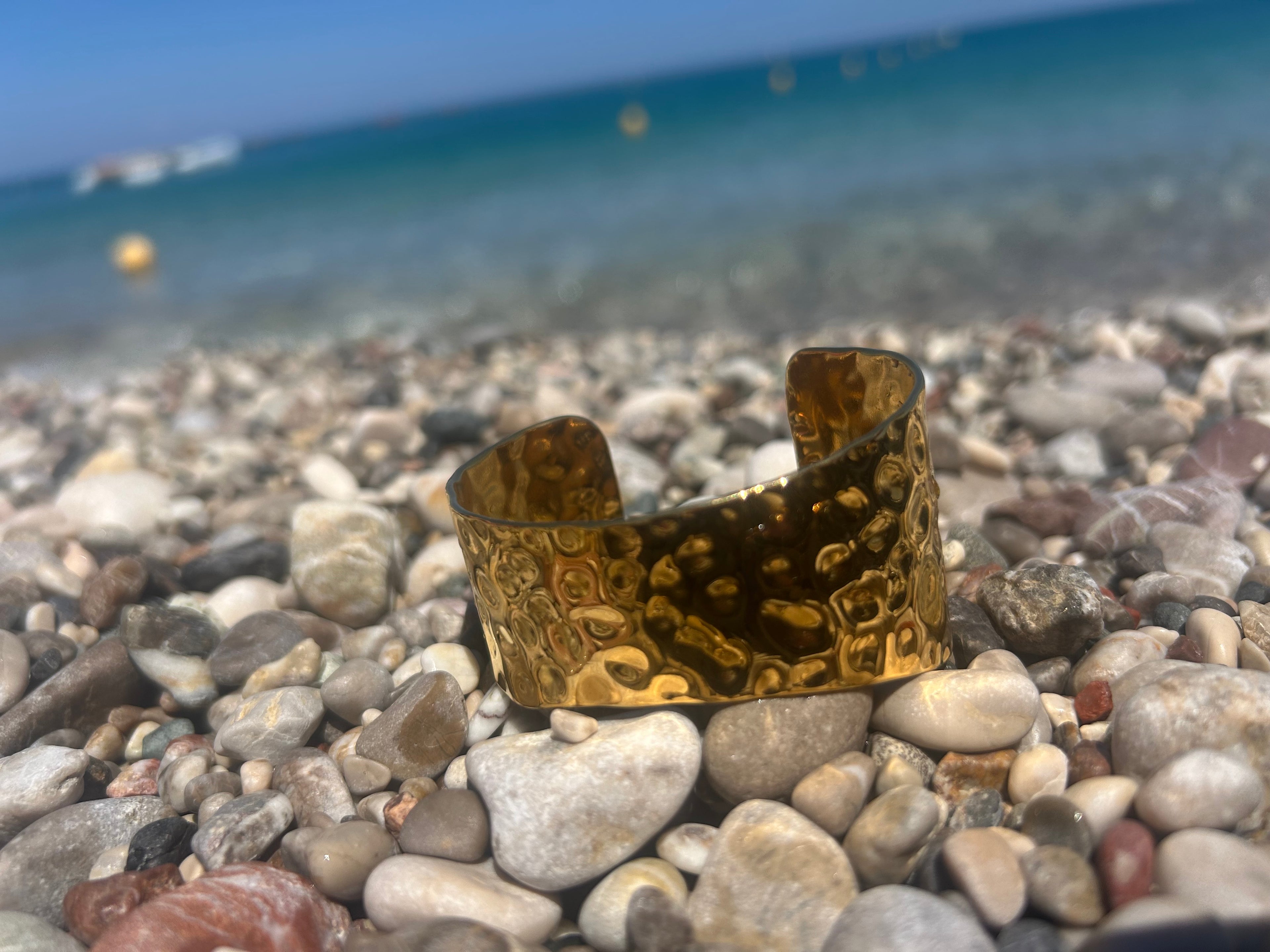 Chunky Hammered Gold Bangle