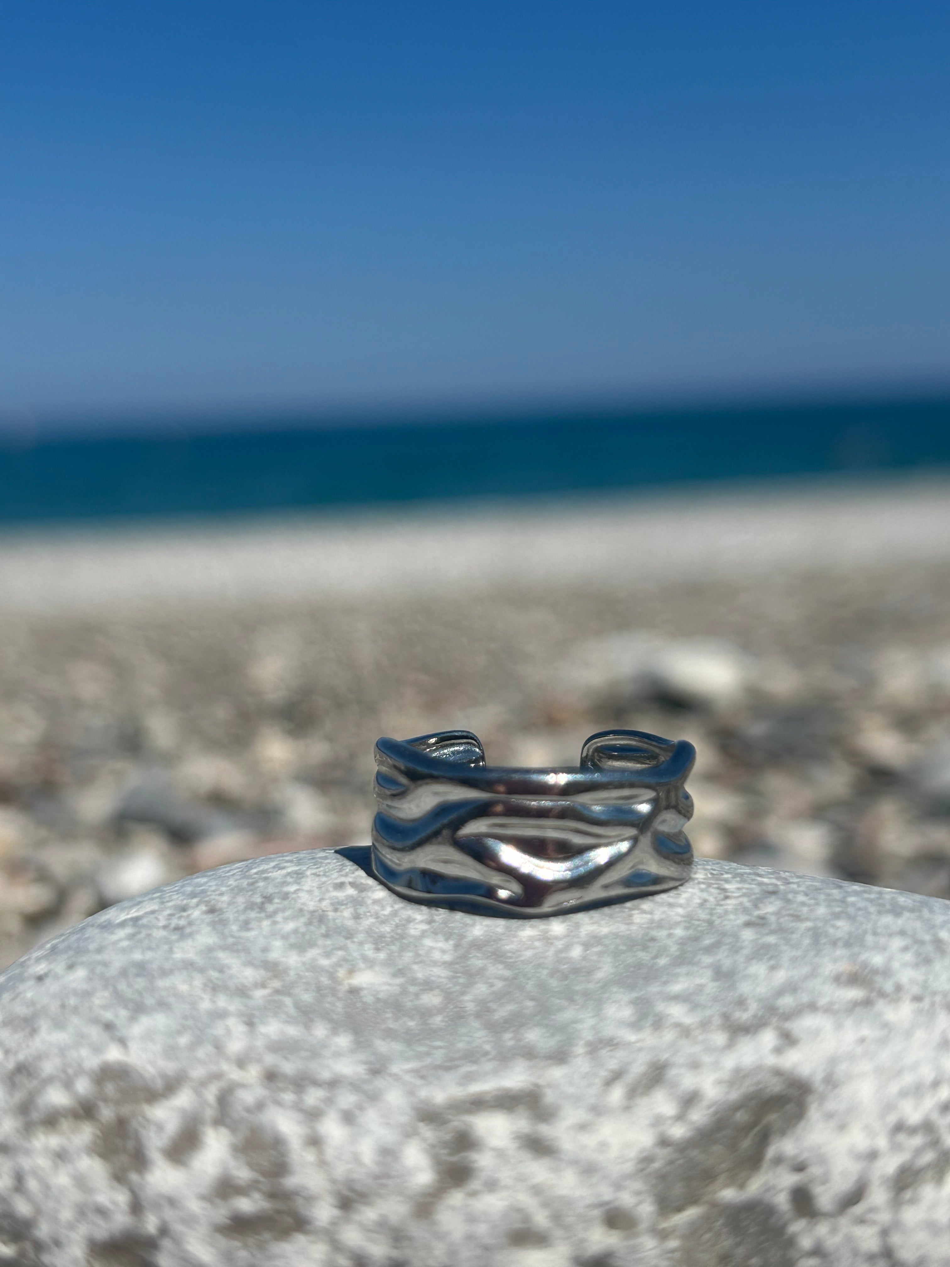 Thick Wave Silver Ring