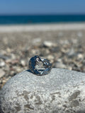 Abstract Oval Silver Ring
