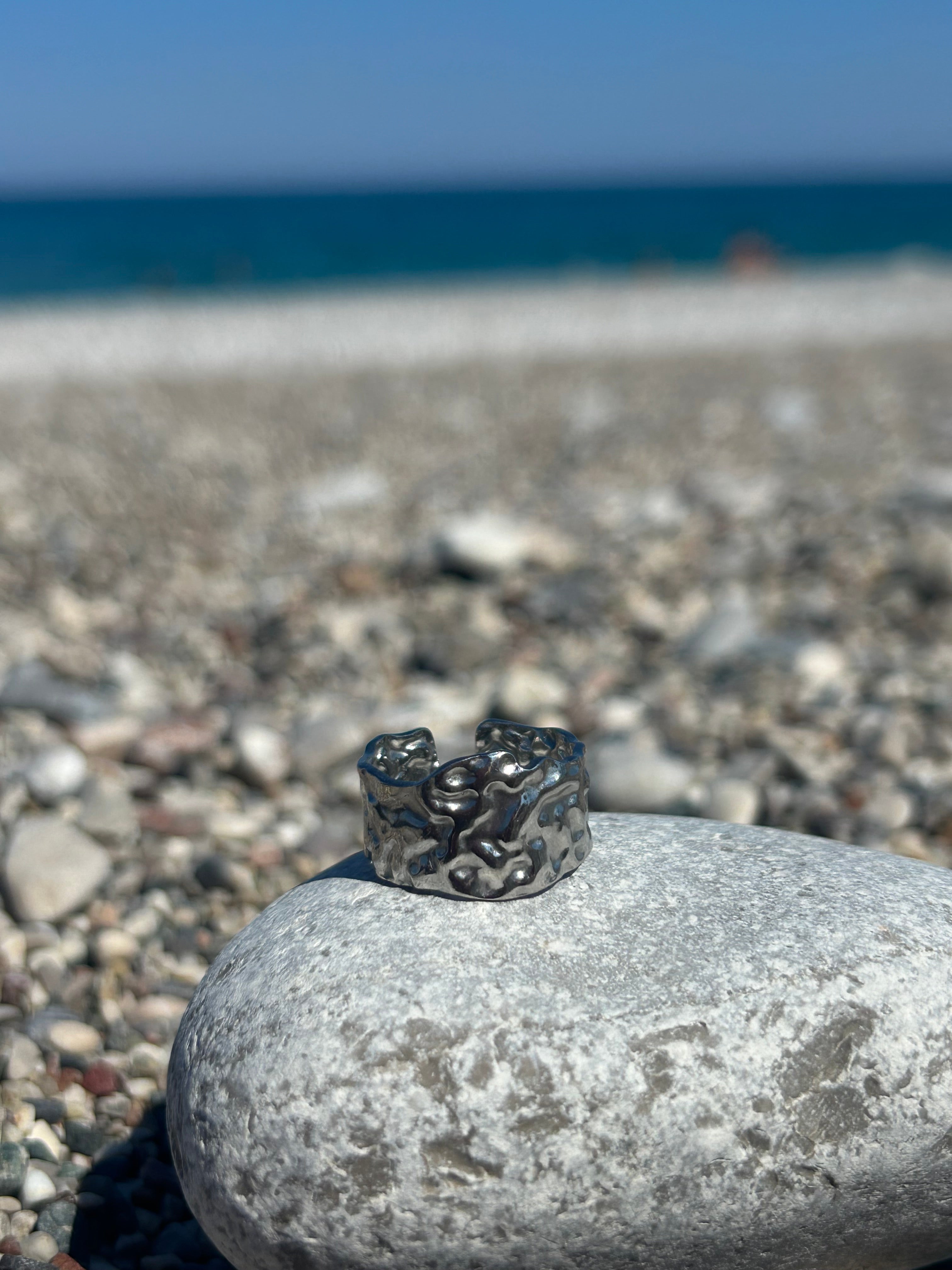 Hammered Chunky Silver Ring
