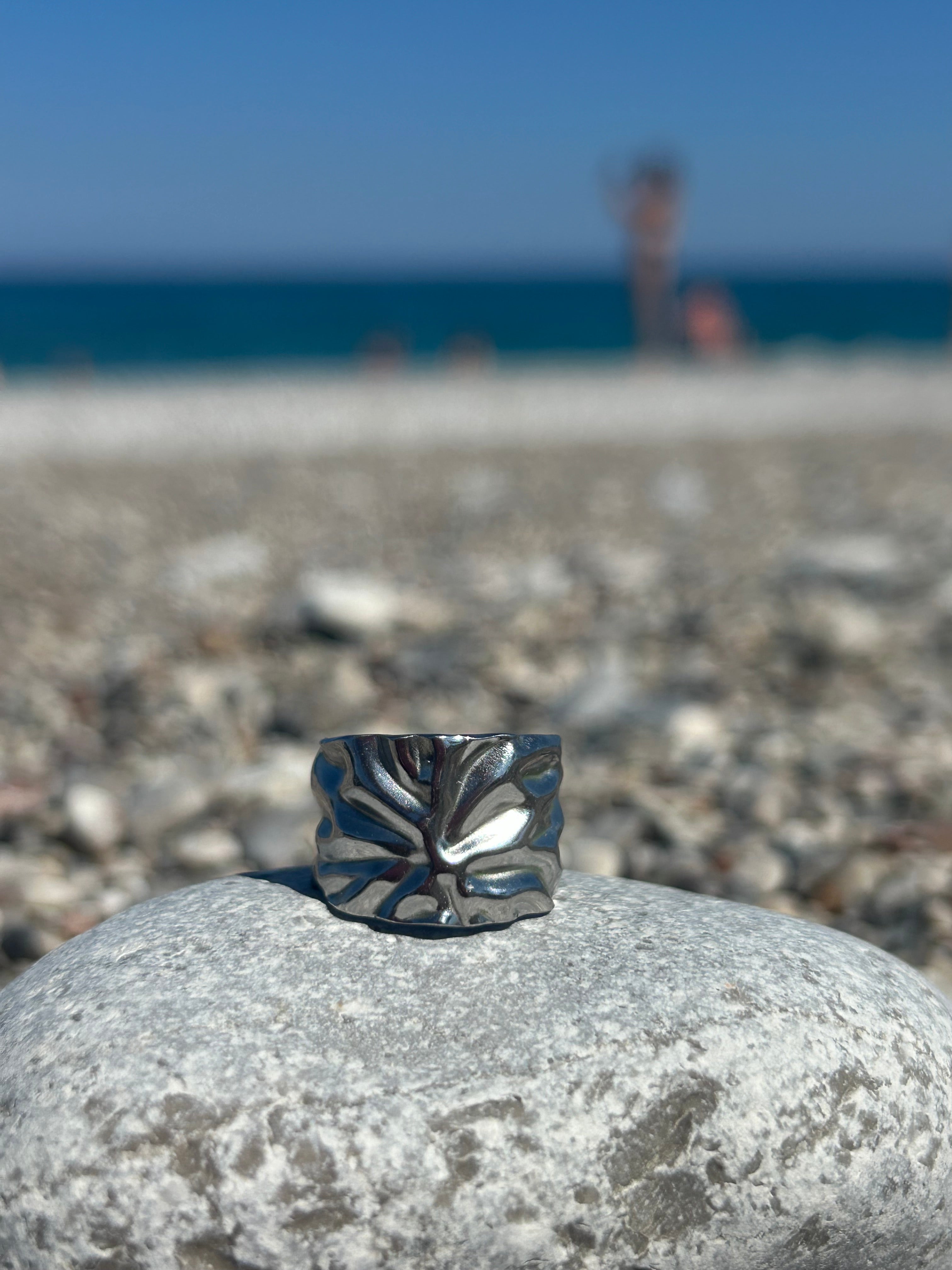 Crinkle Chunky Silver Ring