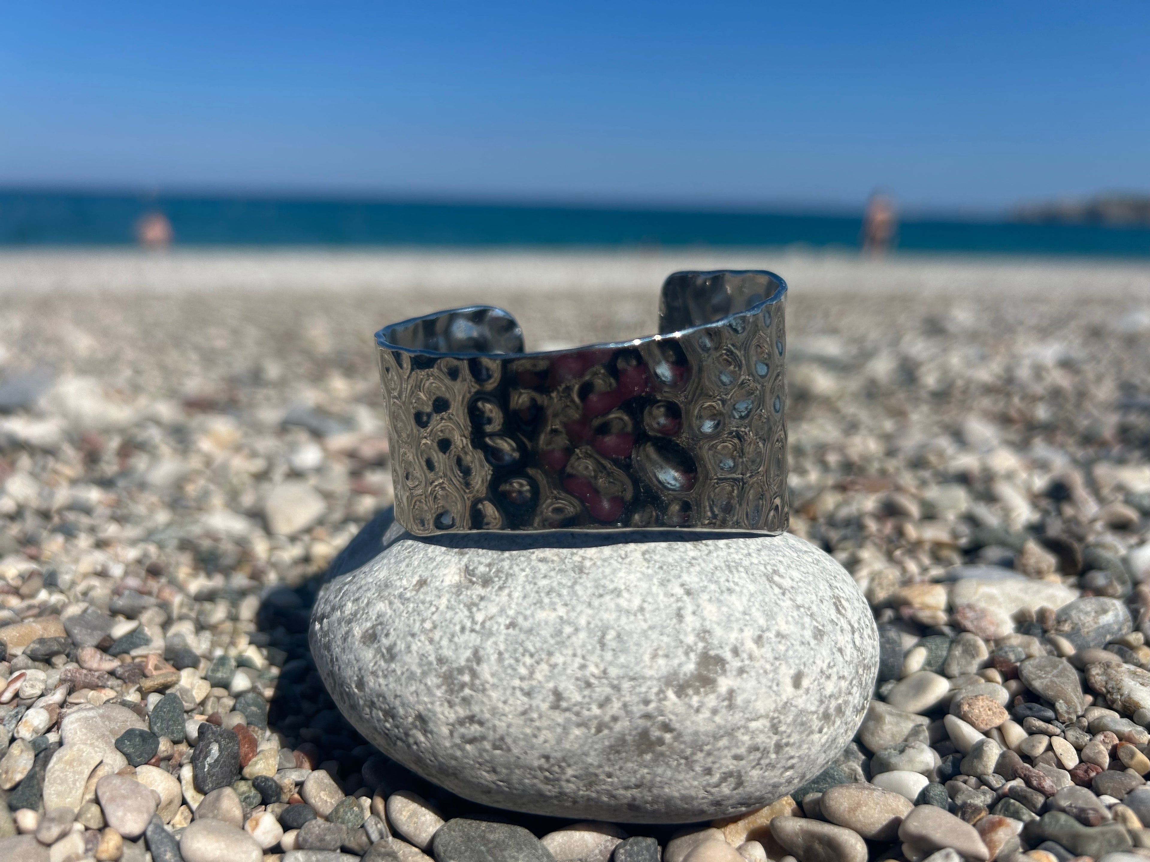 Chunky Hammered Silver Bangle