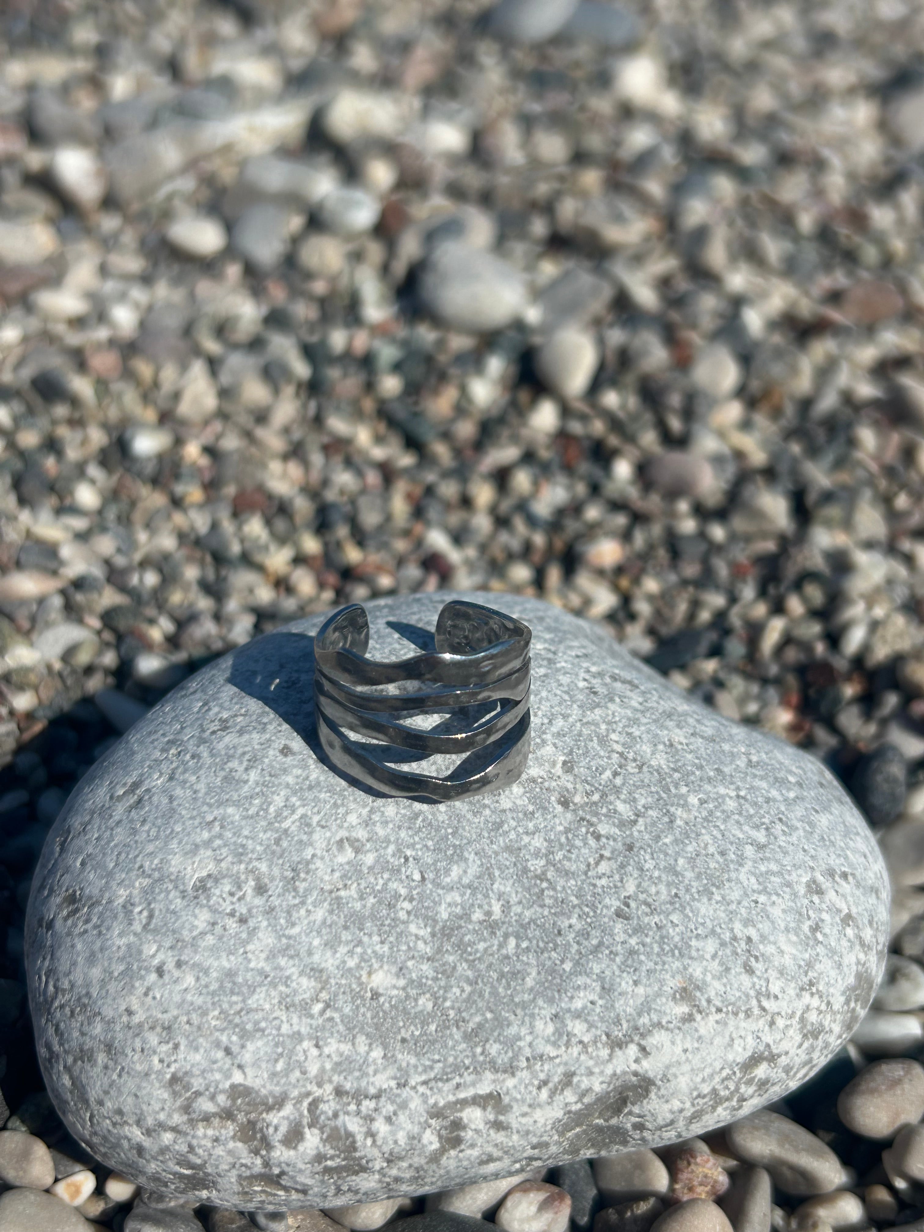 Smooth Stacked Silver Ring