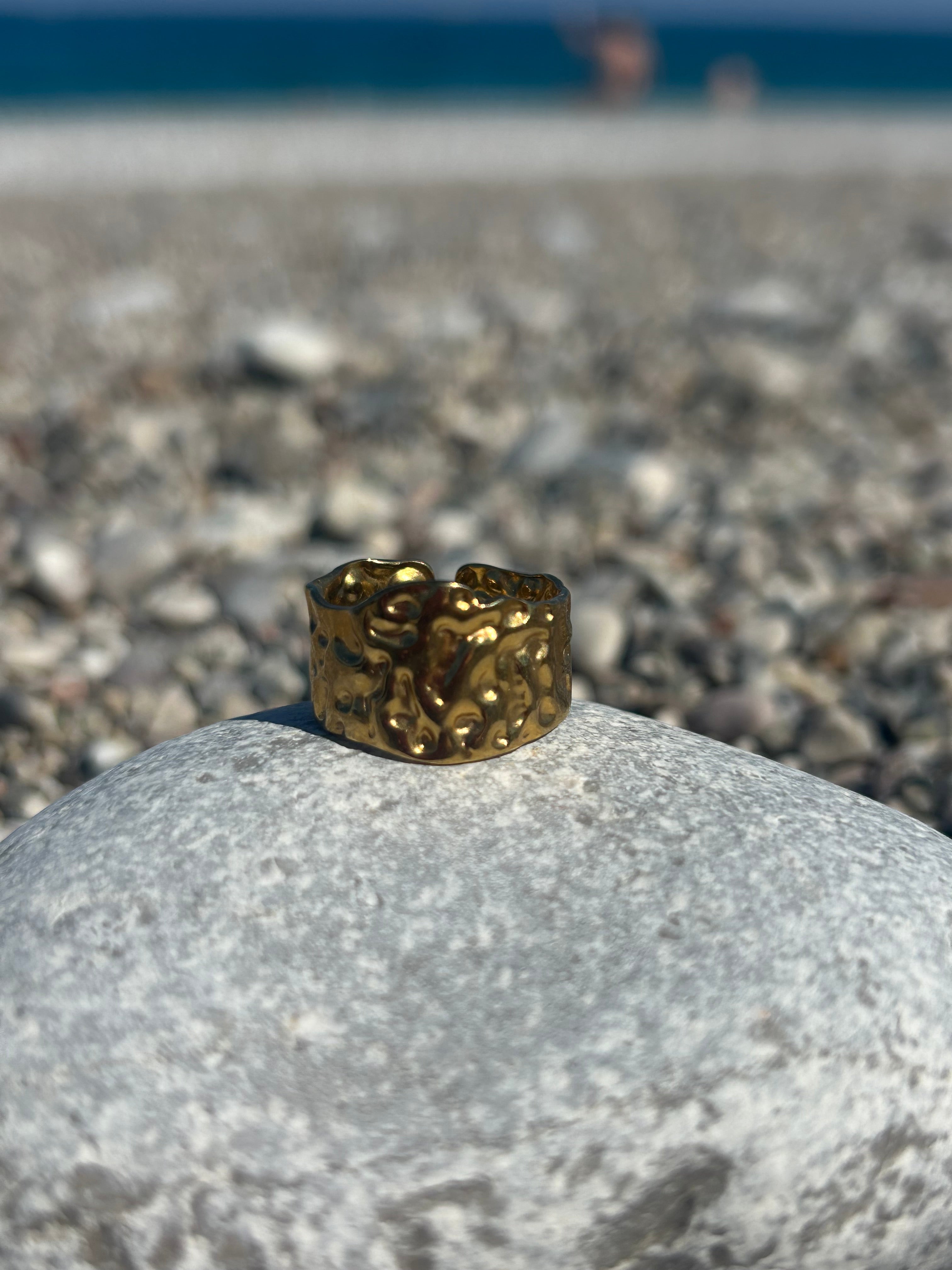 Chunky Hammered Gold Ring